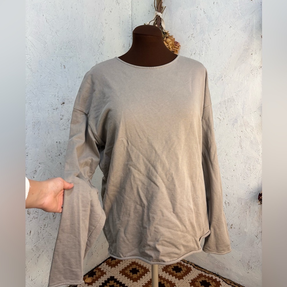 COS 100% Cotton Minimalist Tan Sweatshirt Long Sleeve Sizd Large